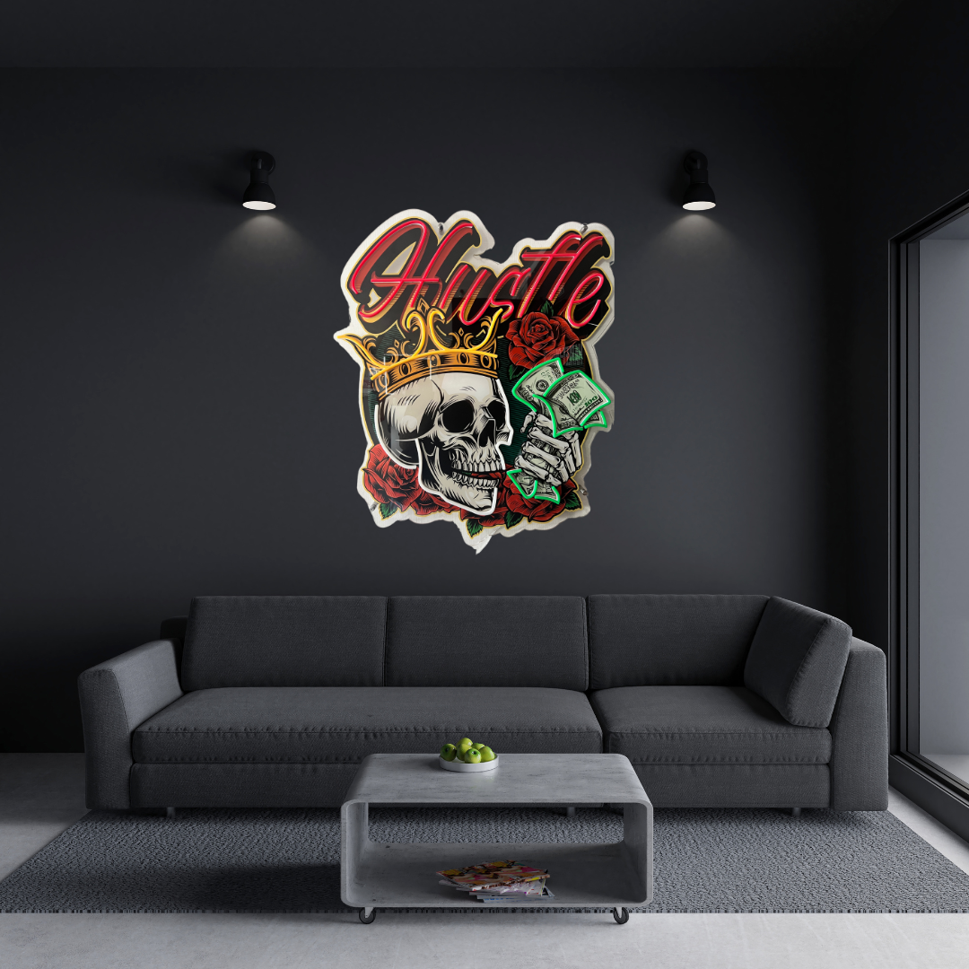 Skull Hustle Neon Sign