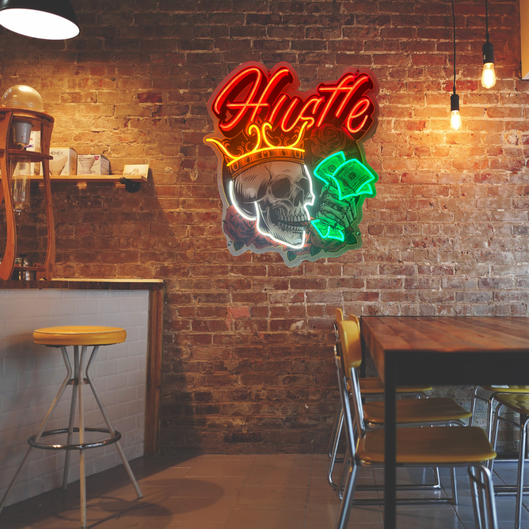 Skull Hustle Neon Sign