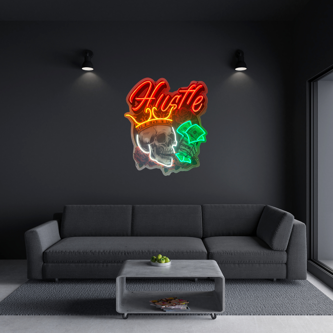 Skull Hustle Neon Sign