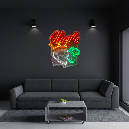 Skull Hustle Neon Sign